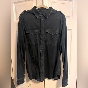 All-Saints Navy Stretch Denim Shirt